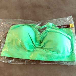 Coobies bright green bralette with lace- unworn